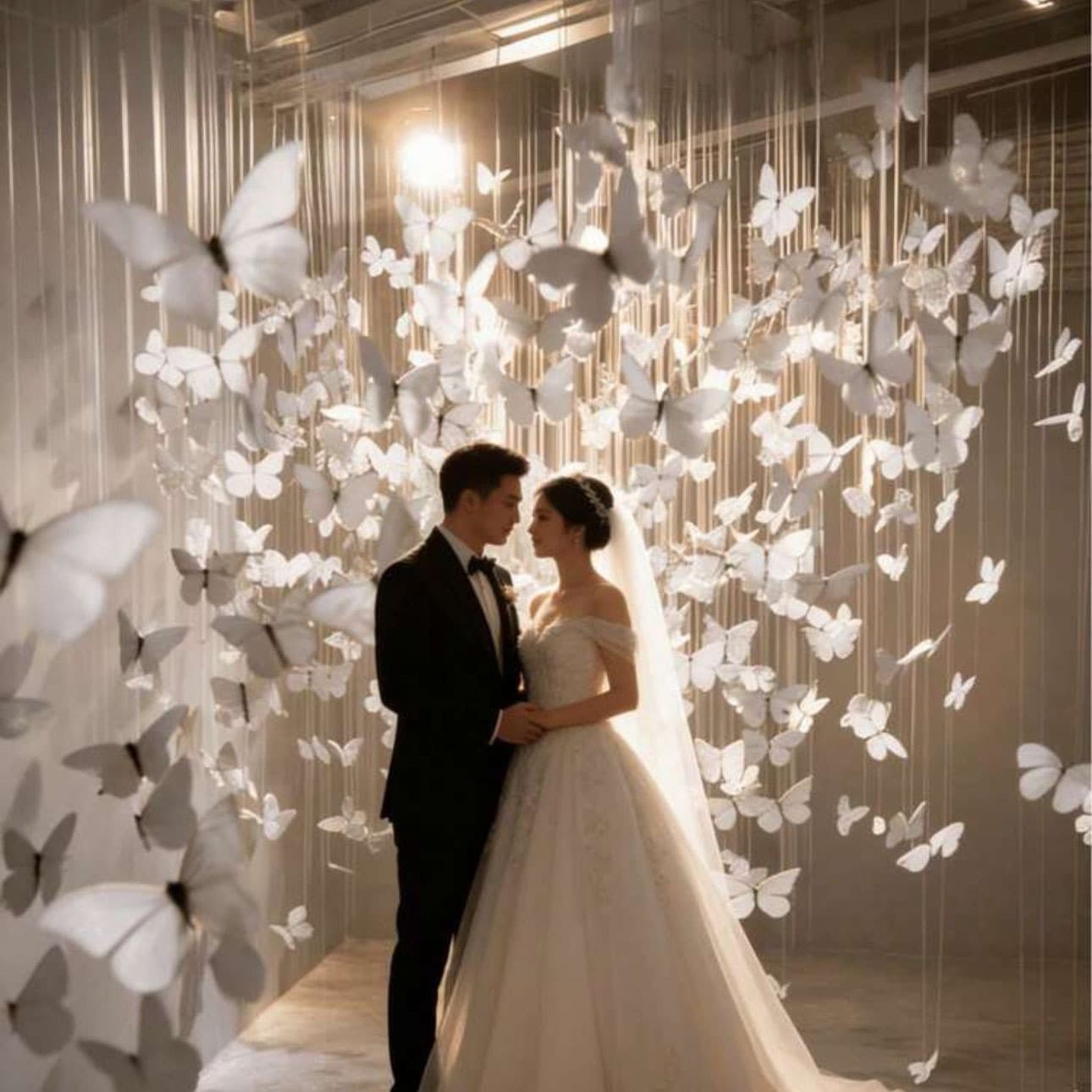 Cross-border White Simulated Butterfly Solid Color Butterfly Wedding Background Bridal Photography Prop Home Window 3D Decoration
