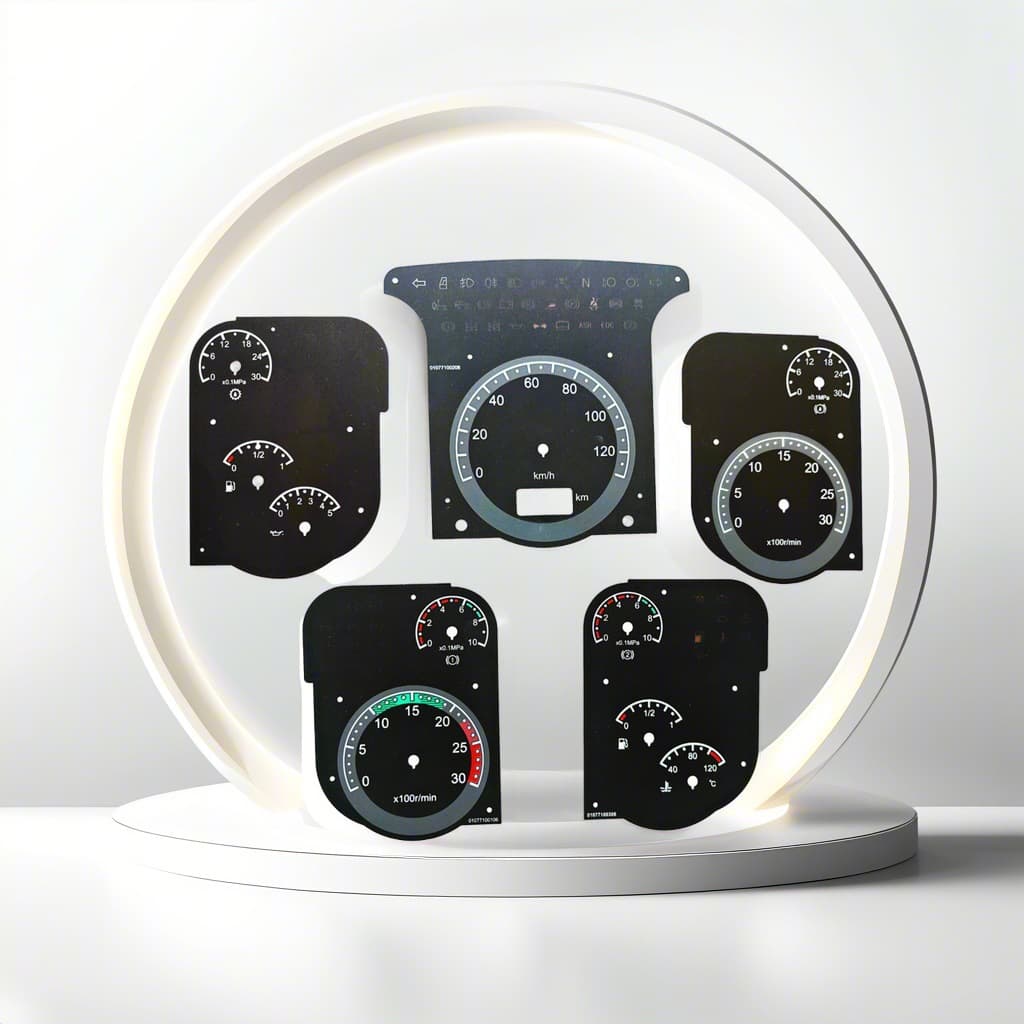 PVC dashboard panels, production of tachometer dial film overlays, automotive dial overlays