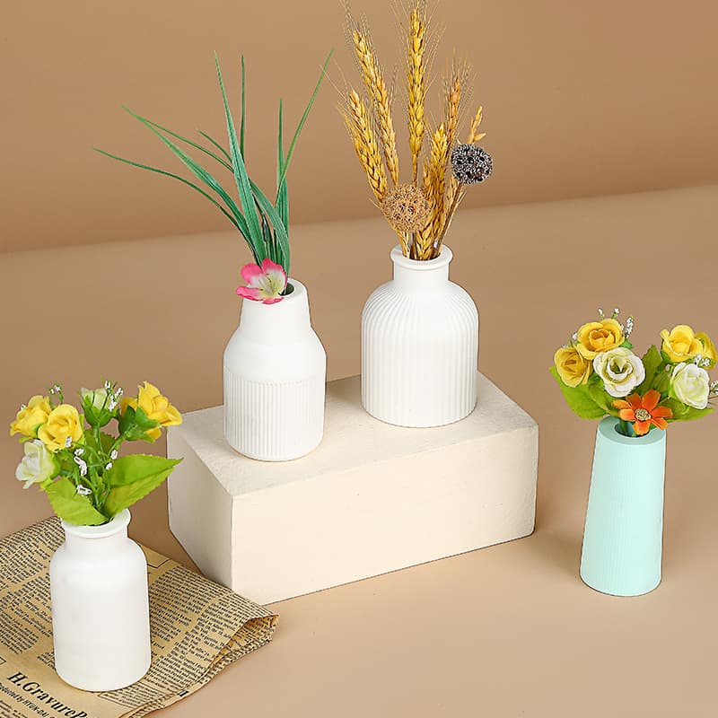 Pangyaya DIY Handmade Striped Vase Silicone Mold Resin Plaster Artificial Flower Vase Mold 4-Piece Set Decoration
