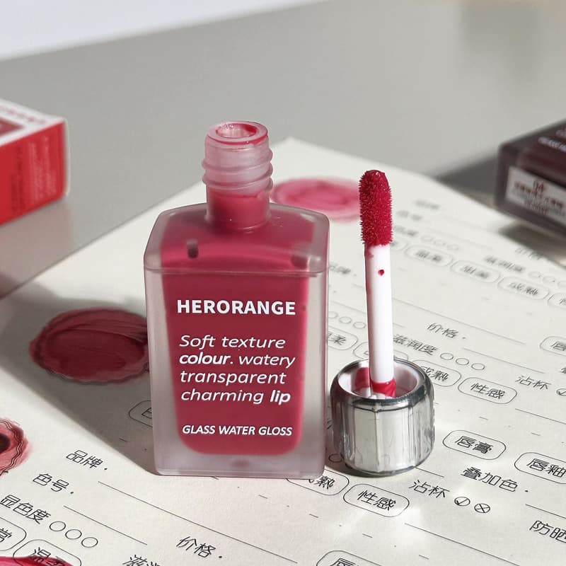 HERORANGE~Juice Water-Gloss Mirror Lip Glaze Lightweight Hydrating Water-Shine Glass Lip Tint Affordable Makeup for Students