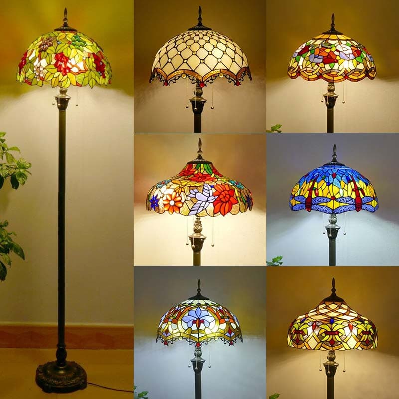 Vintage Tiffany Floor Lamp, Nordic Ins Style Colored Glass Floor Lamp for Living Room, Bedroom, Study Room