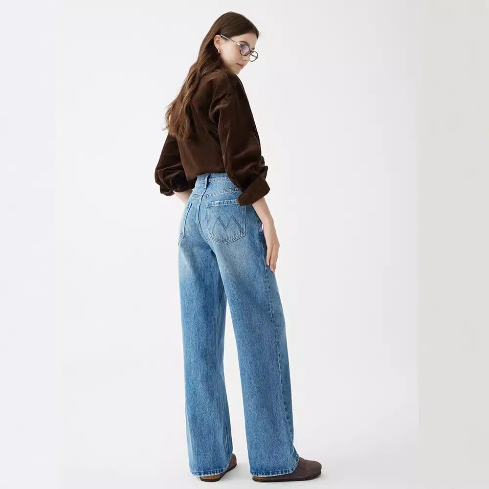 MBB Premium High-Waist Jeans for Women Spring/Fall 2026 New American Style Cropped Wide-Leg Pants Loose Straight-Leg Long Pants