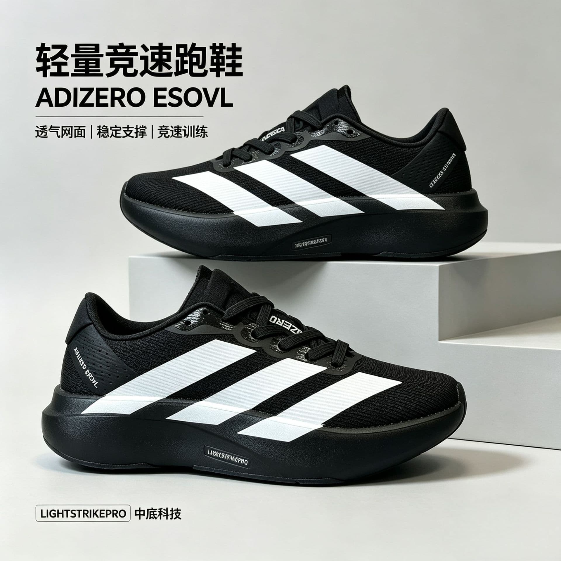EVO Original Running Shoes High Appearance Soft Sole Classic Three Stripes Unisex Versatile Thick Sole Casual Sports Shoes