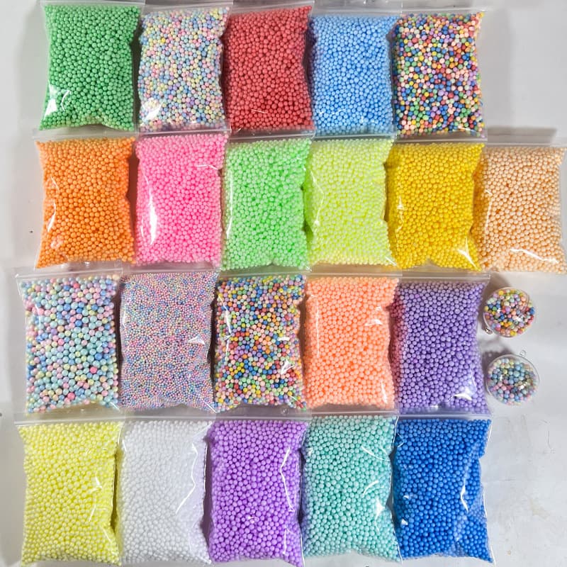 Macaron-colored foam balls, polystyrene balls, slime, bubble gum material fillers, DIY crafts.
