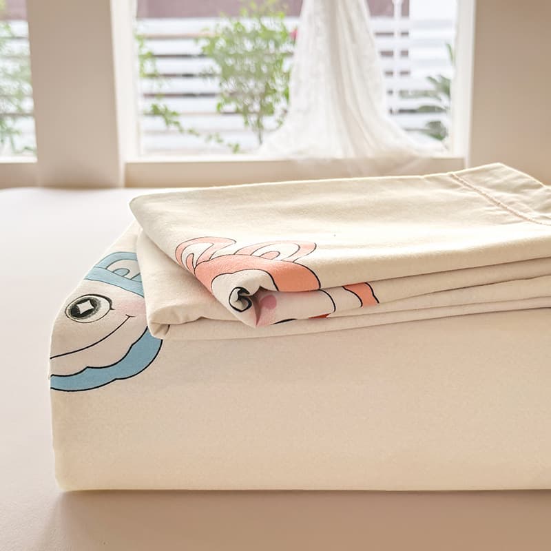 Class A 100% Cotton Brushed Bed Simple Cotton Printed Bed Sheet Three-Piece Set Double Single Bed Sheets Student Dormitory Nantong