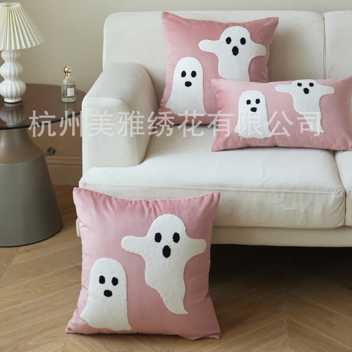 Cross-border Halloween Day of the Dead Embroidered Home Holiday Decorative Pillow Cover 3D Embroidery