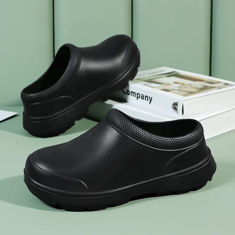 Men's slippers, summer wear, outdoor, kitchen, work, non-slip, closed-toe sandals, slip-on, workwear, trendy shoes, workplace non-slip