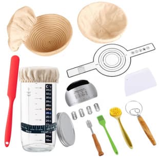Amazon Bread Proofing Basket Set Oval Round Banneton Dough Whisk Dough Scraper Kit Silicone Brush