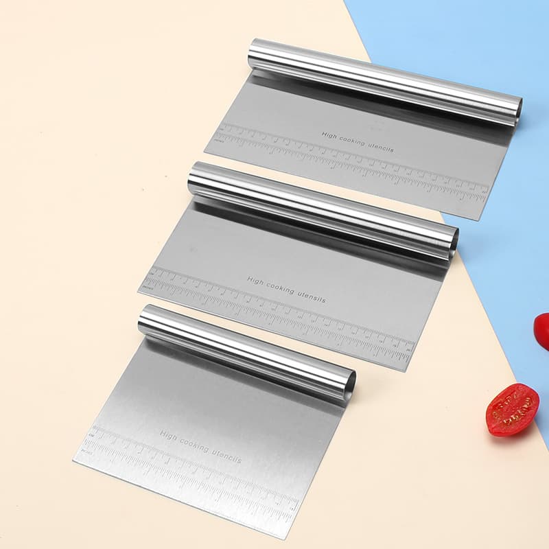 430 Stainless Steel Dough Cutter with Scale, Flour Scraper, Rice Noodle Roll Scraper, Dough Cutting Knife, Baking Tools