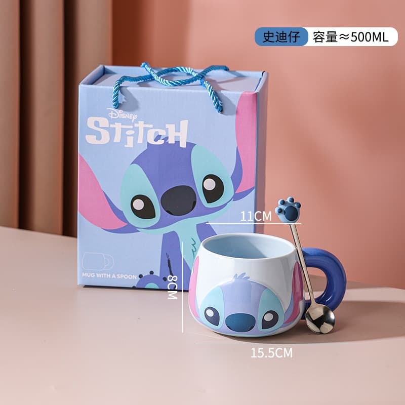 Lilo & Baby co-branded cute high-looking ceramic cup with lid for office home drinking ceramic cup gift delivery