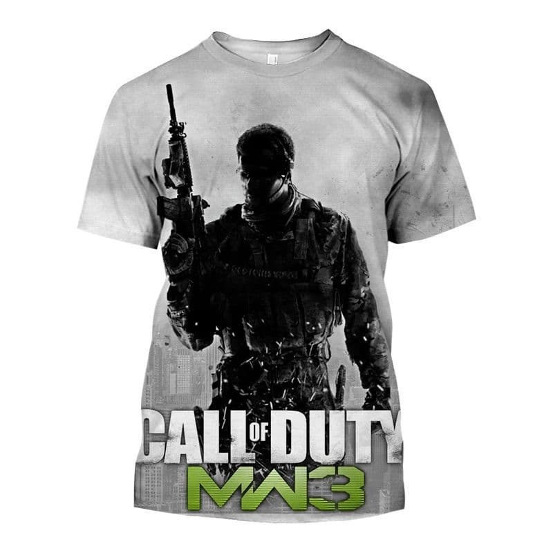 Men's 3D Printed T-Shirt Call of Duty FPS Shooter Oversized Short Sleeve Top Fashionable Crew Neck