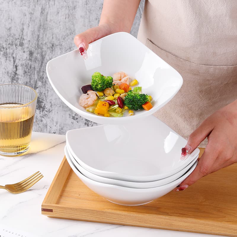 Porcelain county magistrate European-style special-shaped plate four-corner bowl 2-pack/4-pack salad bowl bowl tableware creative household ceramics