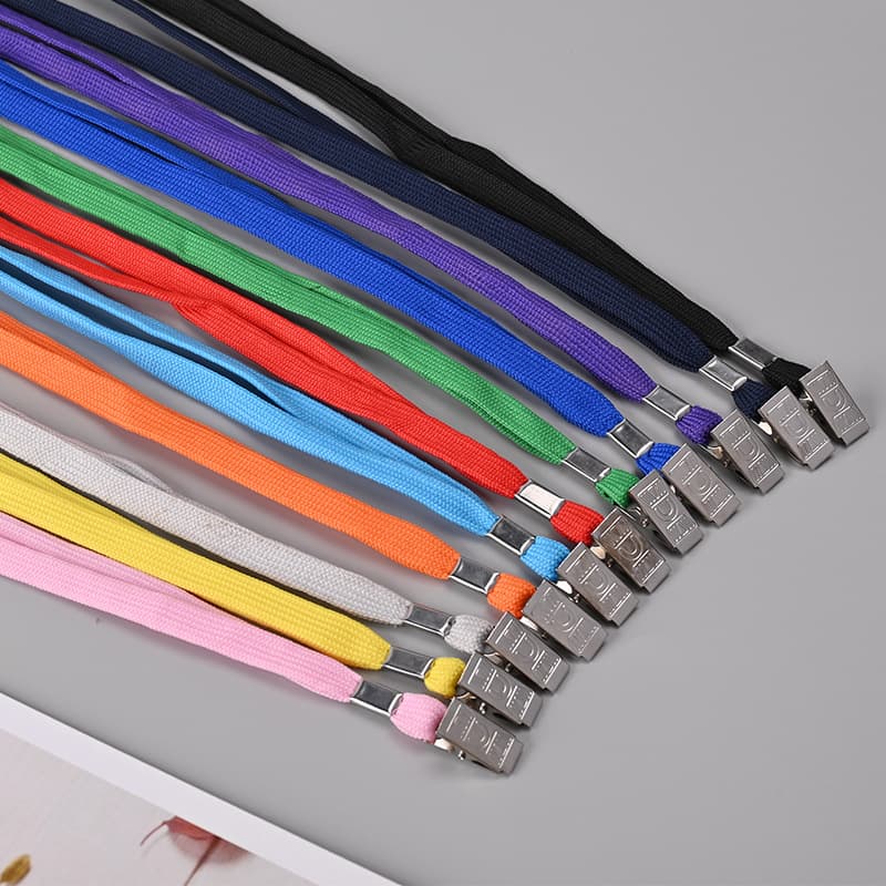 Amazon Bestseller Metal Clip Lanyard with Cotton Rope, Hollow Cotton Name Tag Strap for Factory Badges