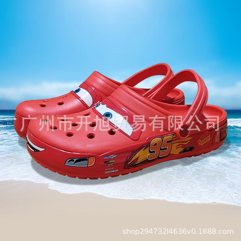 Cross95 Car McQueen Croc Shoes for Men, Outdoor Adult Beach Sandals, Closed-Toe Slippers Wholesale