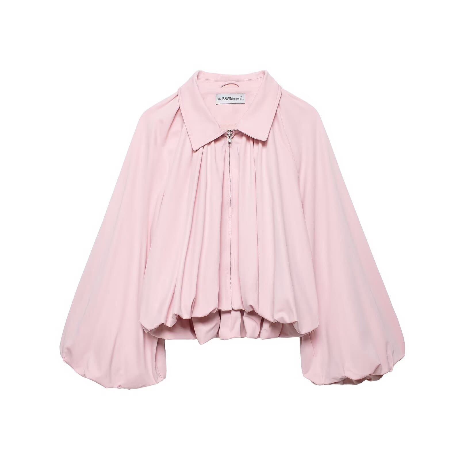 Cross-border European and American women's fashion AliExpress best-selling balloon sleeve bomber jacket