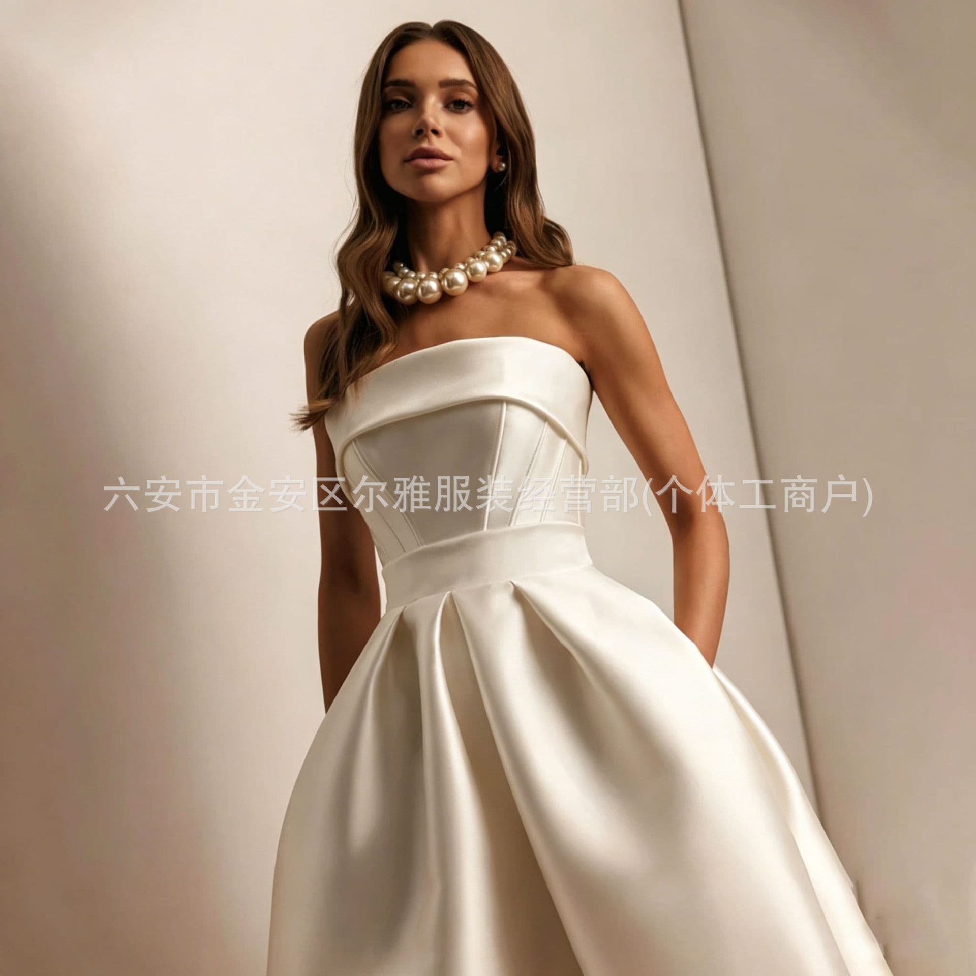 2026 European and American New Summer Strapless Light Wedding Dress Bodycon Bandage Dress Cross-border Premium Solid Color