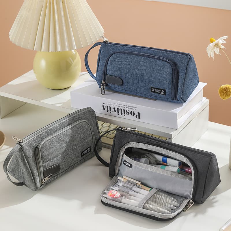 Large Capacity Student Pencil Case Handheld Visual Stationery Bag Oxford Cloth Material Chinese Manufacturer School Supplies