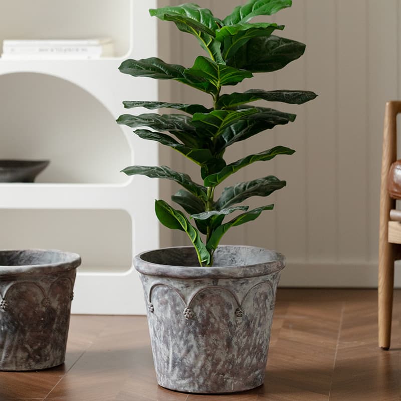 Red pottery pot red pottery relief flower pot breathable drainage large diameter wind garden succulent plant pottery pot clearance cross vase