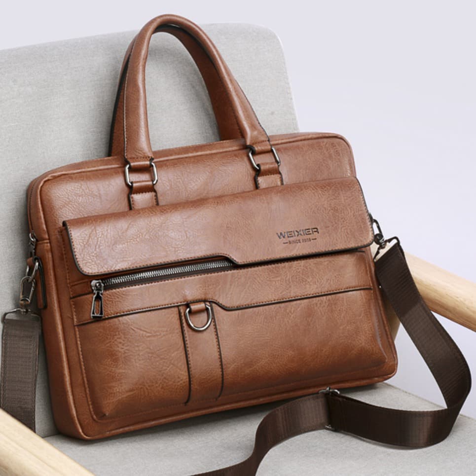 Men's Vintage Handbag Single Shoulder Business Computer Bag Crossbody Document Bag For Men Formal Leather Briefcase