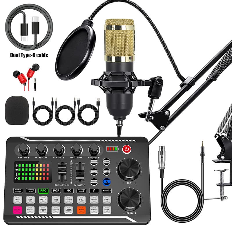 Phone Sound Card Type-C to English Podcast Equipment Set Microphone Singing Phone F998 Live Streaming Full Kit
