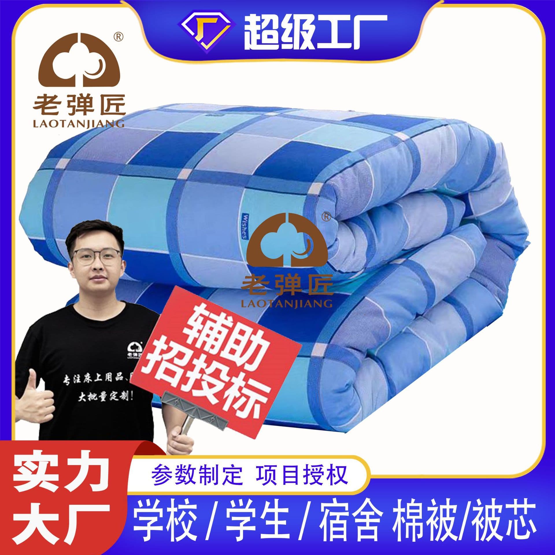 6lb Cotton Batting Winter Quilt, Xinjiang Cotton Quilt, Thickened Cotton Quilt for Students, Dormitory Cotton Quilt Blanket Wholesale