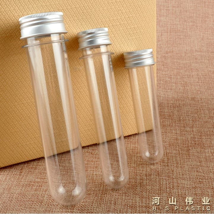 40ml transparent cylindrical plastic test tube bottle for mask powder, bath salt, candy refill tube blank bottle