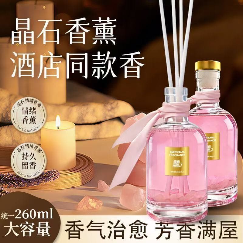 Large-Capacity Scented Crystal Stone Rattan Flameless Aromatherapy for Home Bedroom, Long-Lasting Fragrance, Odor Removal, Premium