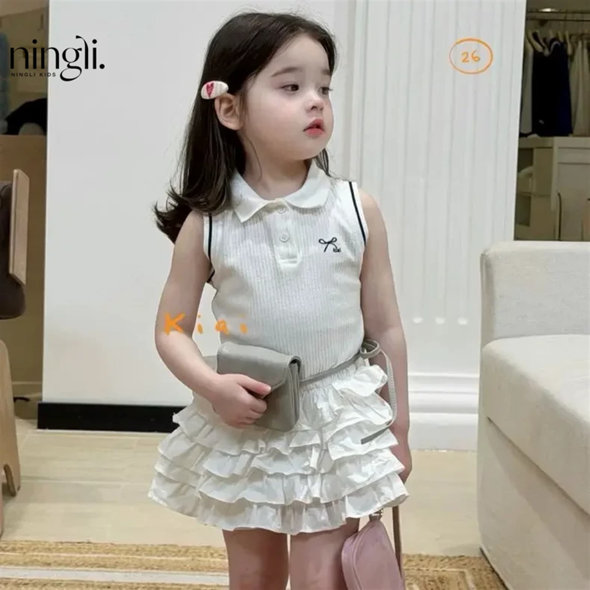 Ningli Summer New Girls Toddler Korean Style Fitted Fashionable Sleeveless Layered Dress Cross-border