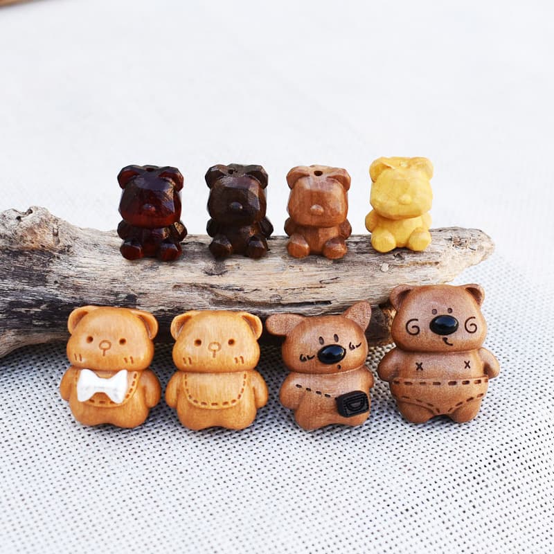 Bear Bow Tie Bear Hammer Pattern Bear DIY Accessories Necklace Bracelet Accessories Rose Sandalwood Agarwood Barbie Sandalwood Keychain Car Hanger