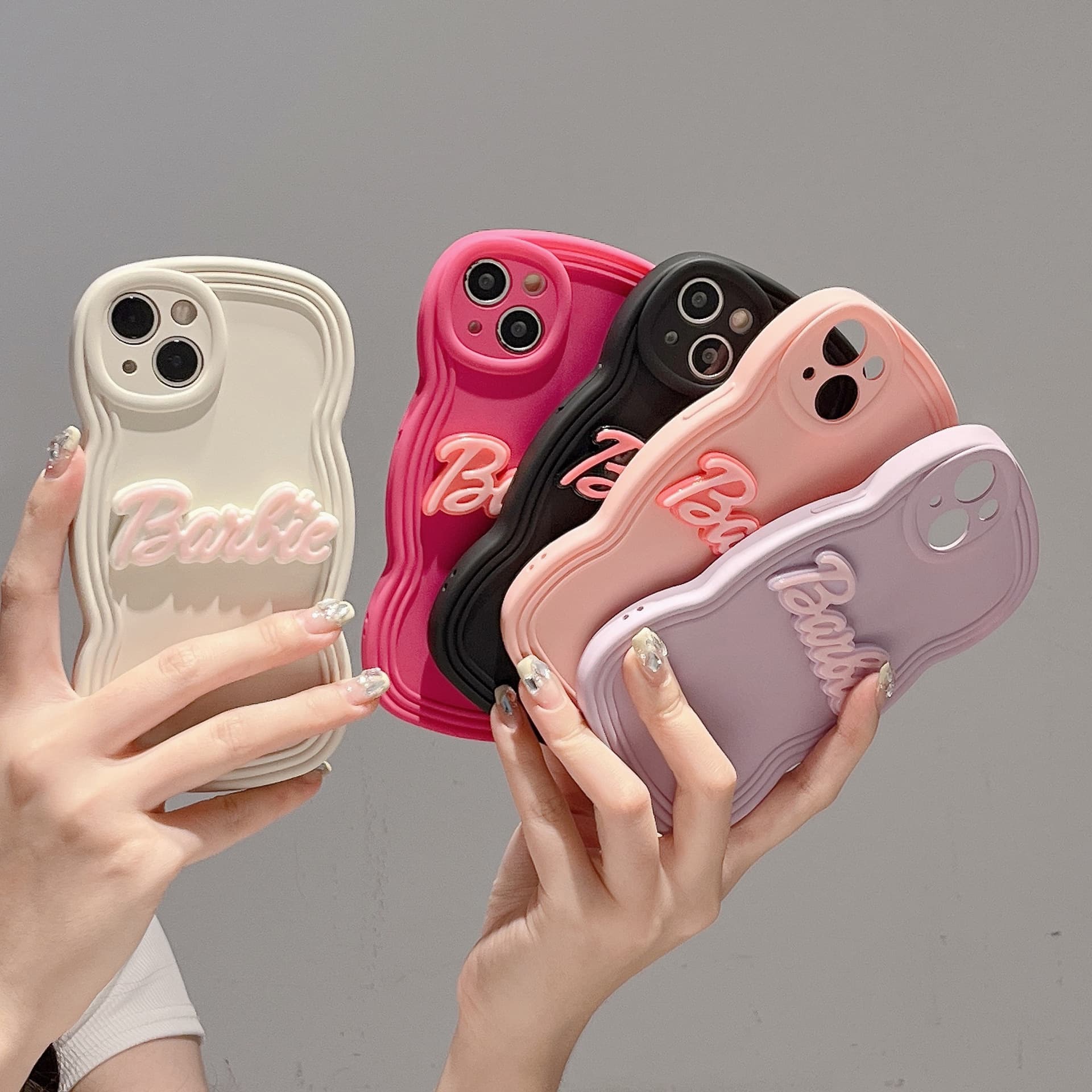 Sweet Cool Style Barbie Letter Case for iPhone 17 Apple 16 Pro Max Phone Cover 15/14 Wavy Pattern