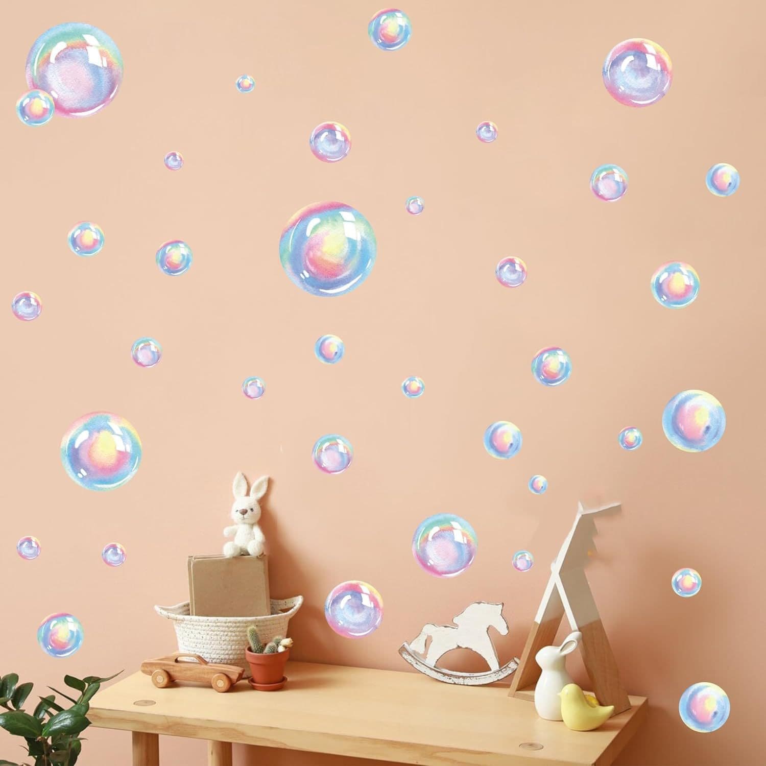 Cross-border rainbow wall stickers polka dot bubble home bedroom stickers bohemian wall stickers children's room wall stickers pvc