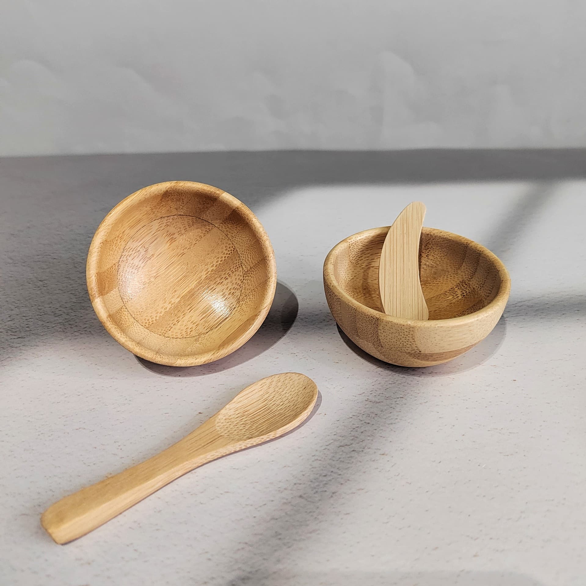 Amazon Temu best-selling bamboo facial mask bowl, spoon and spatula three-piece set, facial mask stick DIY homemade tool can be LOGO