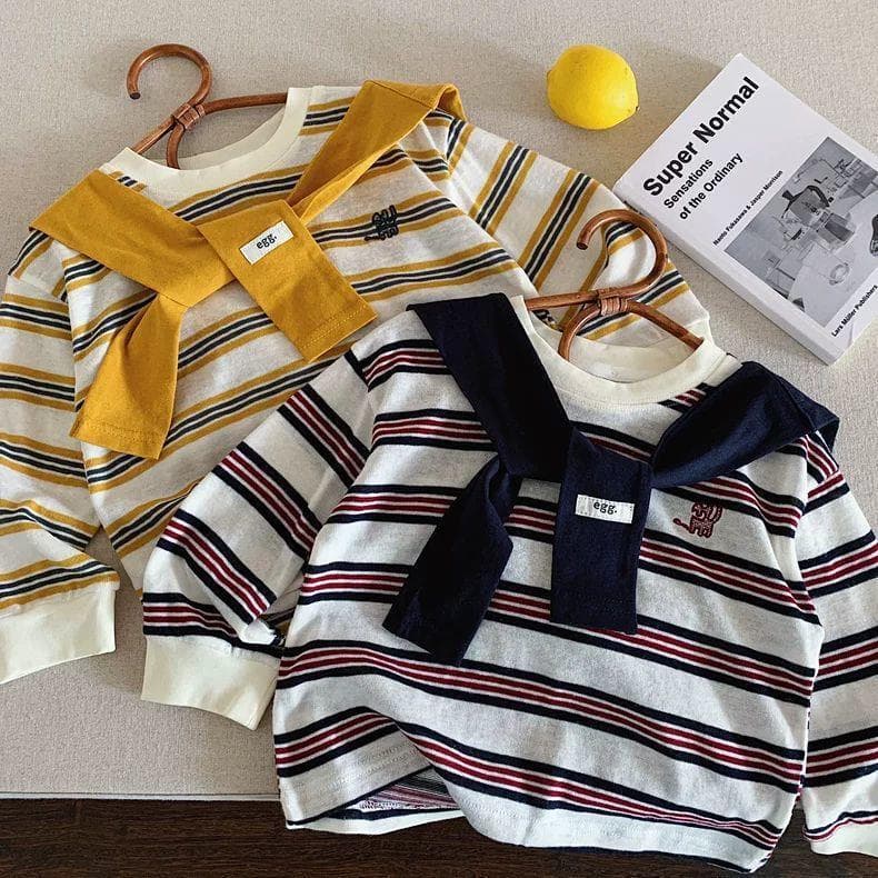 Kids Hoodie 2026 Autumn Boys Girls Casual Striped Contrast Color Hooded Sweatshirt Toddler Kids Trendy Cape T-Shirt