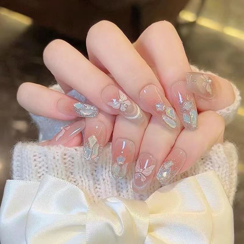 Wearable Short Butterfly Elf Cat Eye Manicure Patch Removable Reusable Wearable Fake Nails