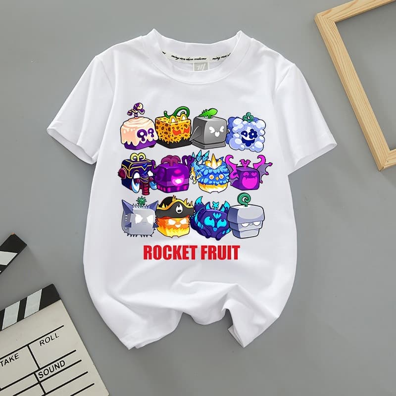 Roblox short-sleeved blox fruits fruit box children's adult round neck parent-child wear summer trendy T-shirt