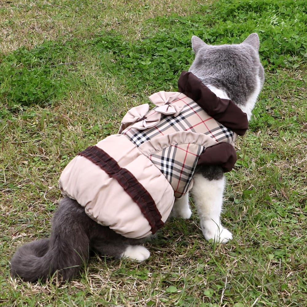 2025 Dog Plaid Cotton Coat, Little Fragrance Style, Unisex Pet Dog Clothes Wholesale, British Style Pet Outfit
