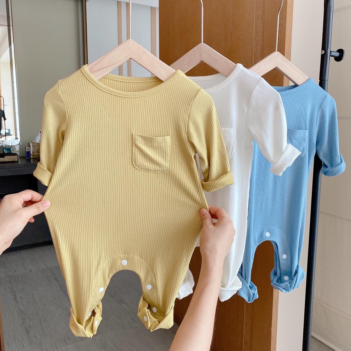 Spring and Autumn Boys and Girls Clothes One-piece Home Clothes Baby Fashionable Infant Children Personalized Trendy Solid Color Pajamas Harness and Romper Clothes