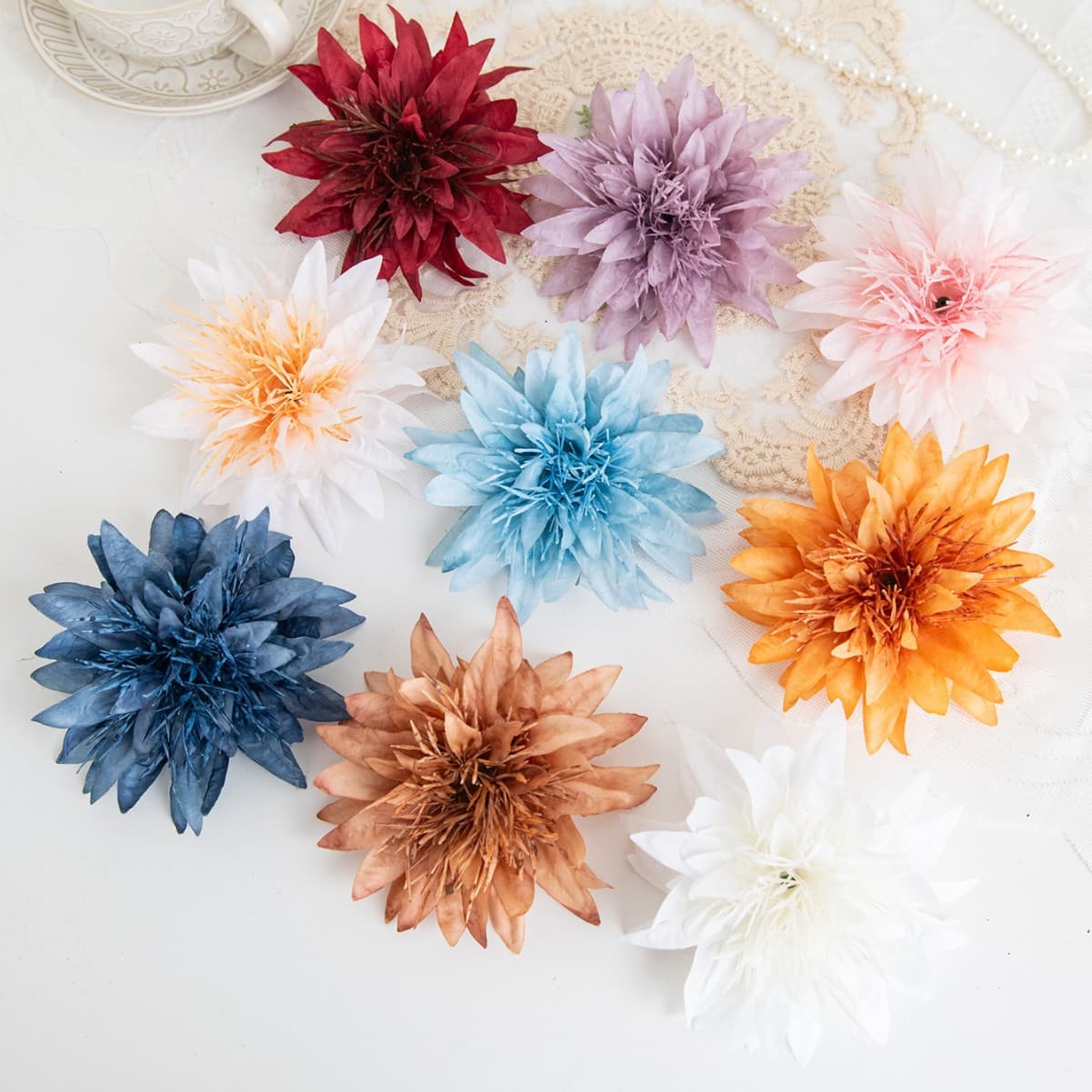 Artificial Sea Anemone Flower Head Half-Finished Silk Flower Head Fake Flower Head Injection Molding Home Decoration Supplies