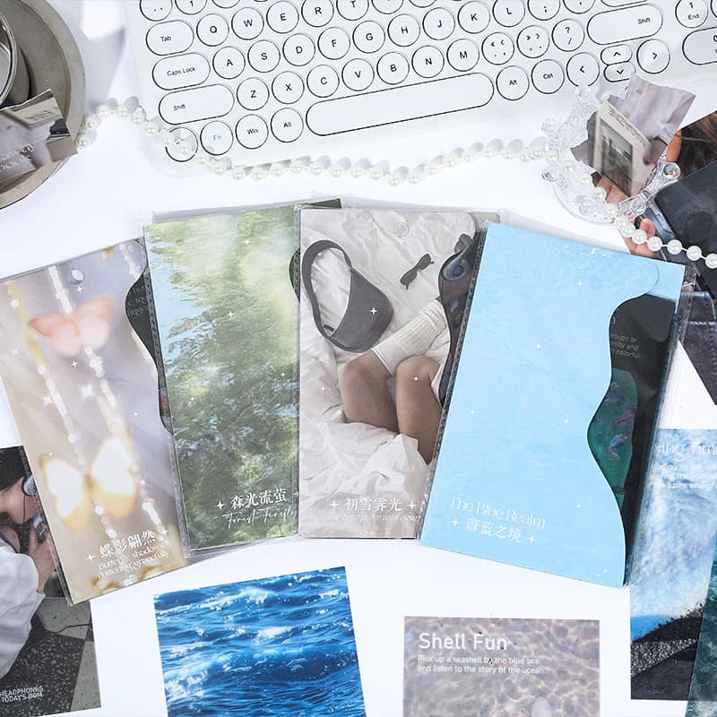 32 pieces of Korean natural scenery handbook materials, beautiful handbook base material, paper, mobile phone case, notebook decoration