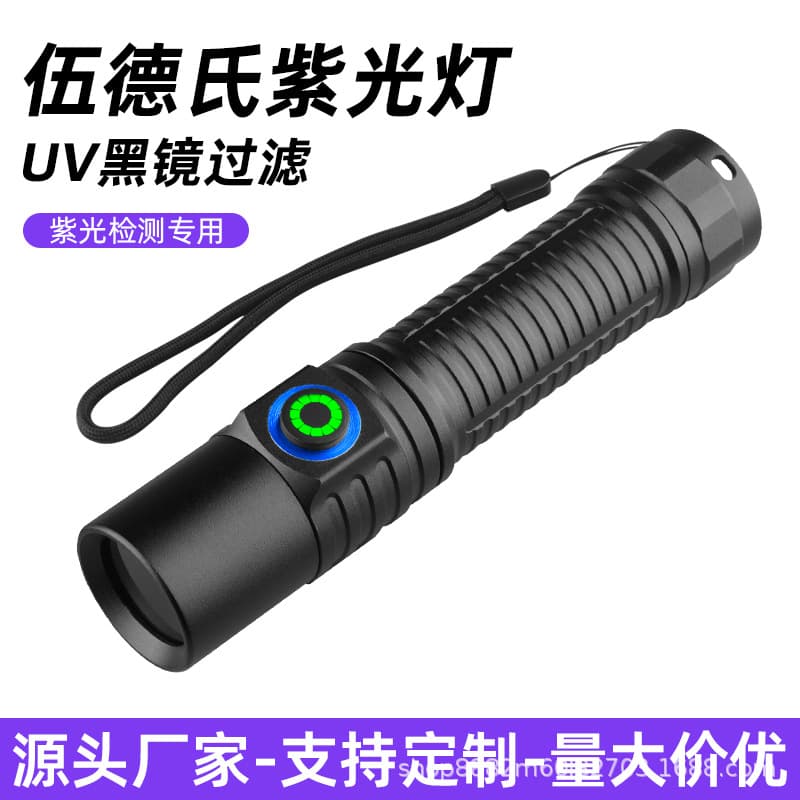 Cross-Border New UV 365nm Purple Light Flashlight UV Identification Lamp for Tobacco, Wine, Jade, Antique Coin Identification