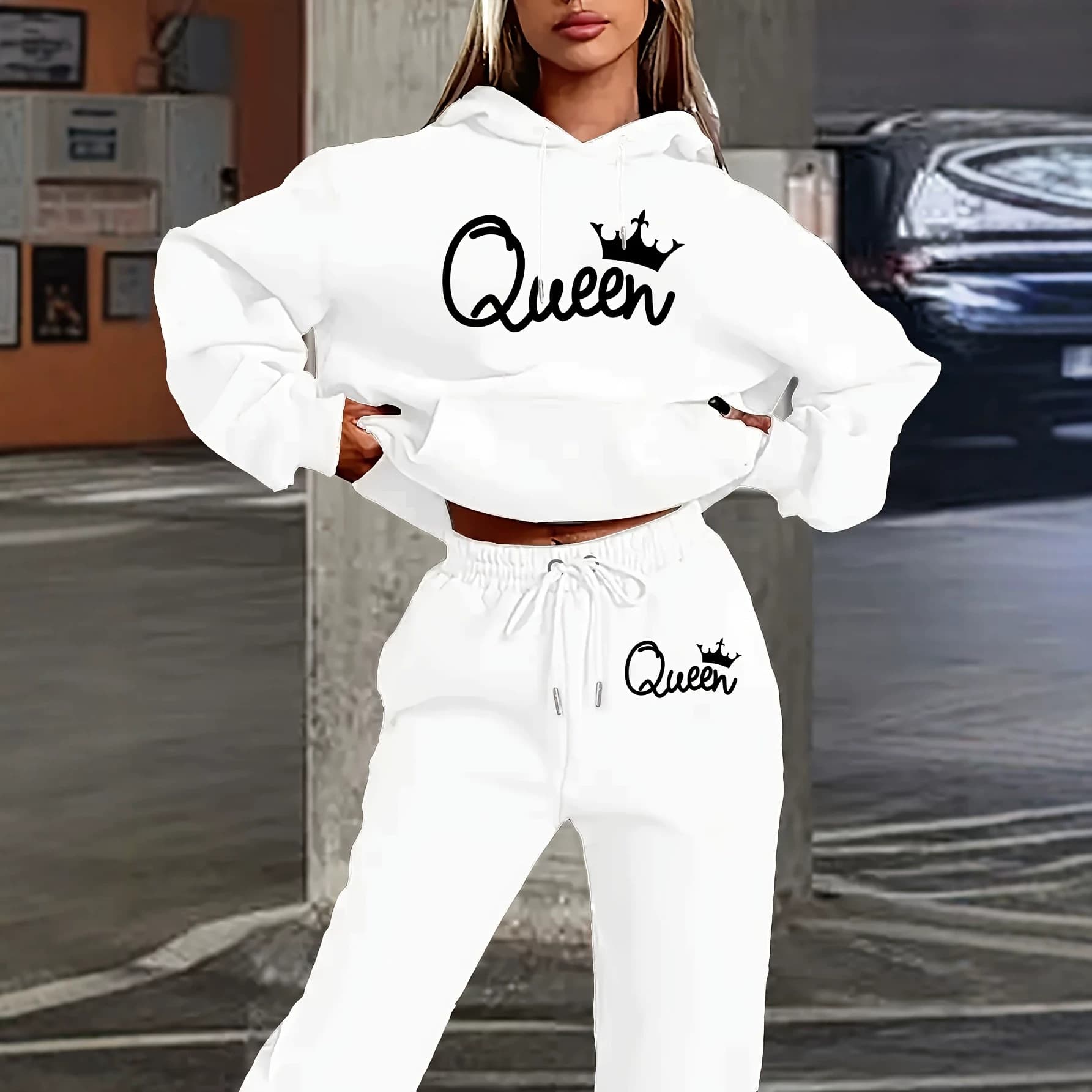 Factory 2026 Hot Selling Cross-Border European and American Men's and Women's Letter Print Hoodie Fashion Casual Pants Set Wholesale