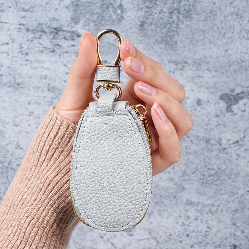 Mini Key Pouch for Men and Women PU Leather Zipper Storage Bag Car Keychain Protective Cover Portable Simple Pendant Bag
