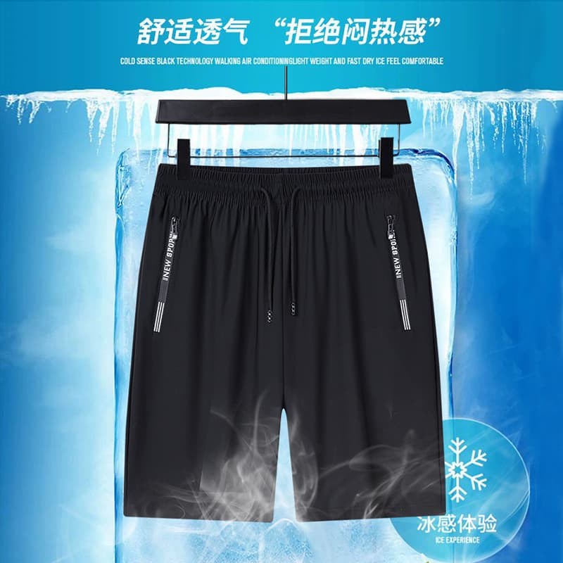 Nylon high elastic cross-border foreign trade flower zipper men's shorts high quality five-point pants ice silk trousers summer high elastic pants