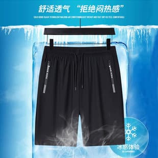 Nylon High Elastic Cross-Border Trade Zipper Men's Shorts High-Quality Five-Point Shorts Ice Silk Long Pants Summer High Elastic Pants
