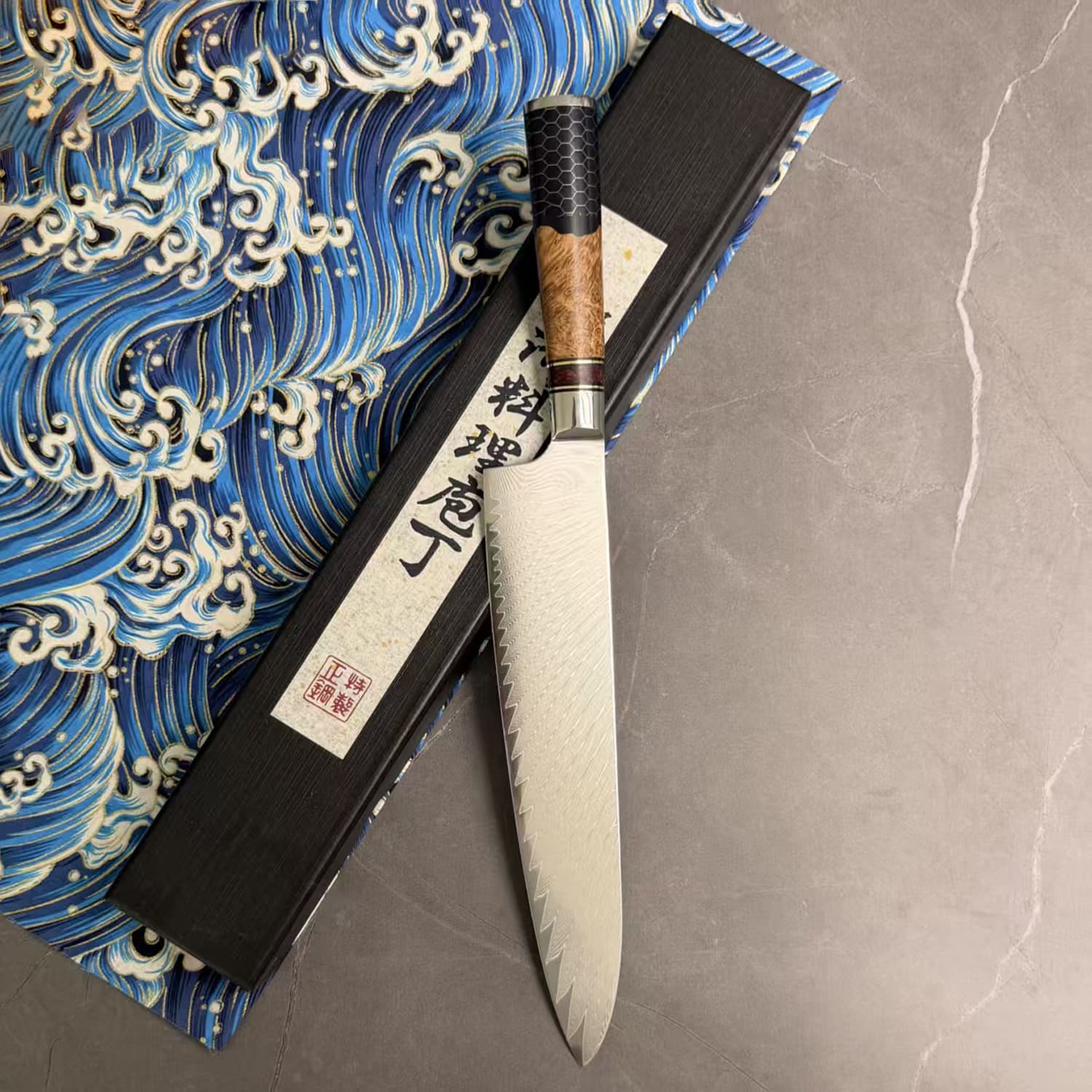 Spot 240 Damascus steel chef's knife honeycomb resin handle Japanese beef knife kitchen cutting knife meat cutting knife