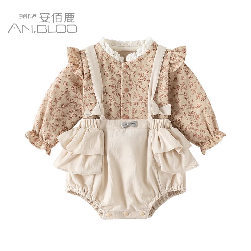 Baby Girl Romper Autumn Newborn Cotton Long-Sleeve Princess Bodysuit Crawling Suit Set