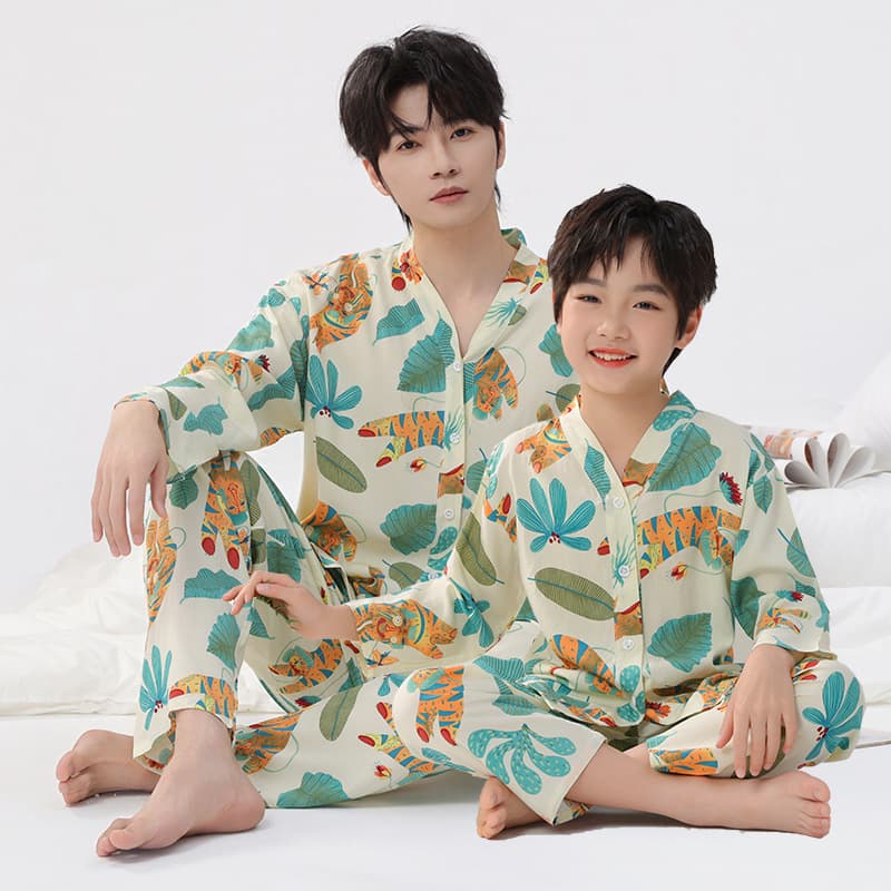 Cotton Silk Family Matching Pajama Set for Family of 3 or 4, Mother and Daughter, Kids, Homewear, Air Conditioning Outfit