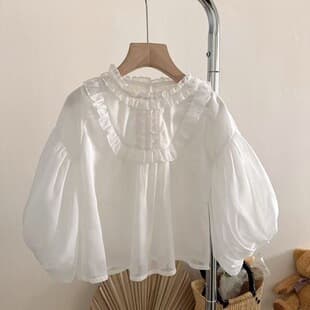 Girls Lolita Base Layer Solid Top, Children's School Must-Have Basic Tee, Doll Blouse, Trending Shirt