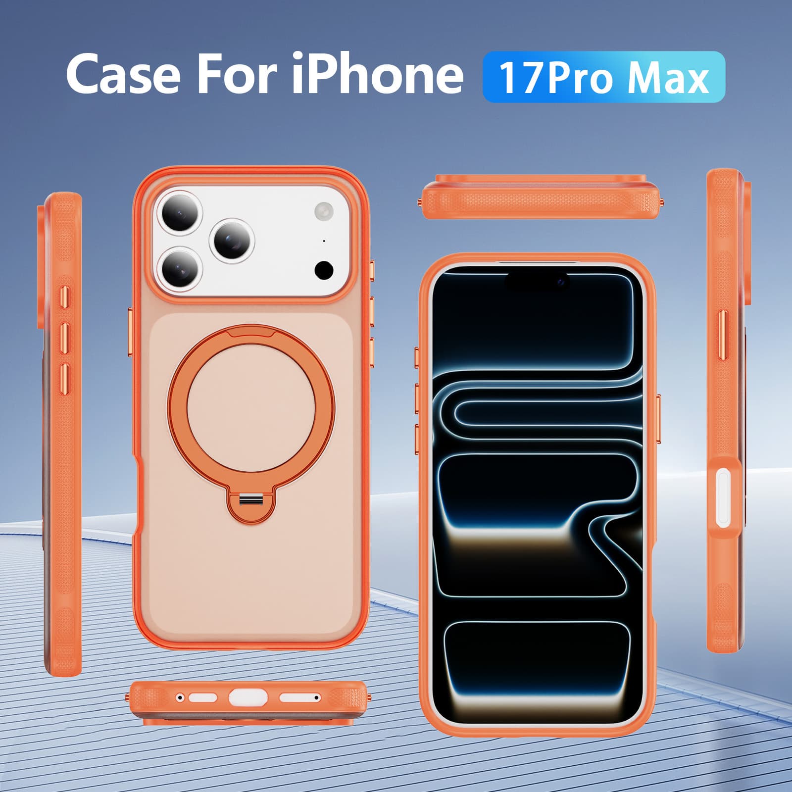 Compatible with Apple 18 Pro Phone Case 360 Invisible Stand Magnetic Frosted Thick Hard Case iPhone 17 Phone Case