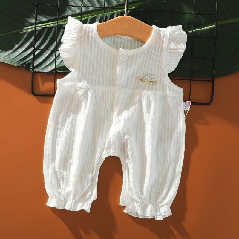 Baby Summer Sleeveless Romper for Girls, Thin and Breathable, with Lace, Trendy and Cute, Open-Crotch Princess Outfit